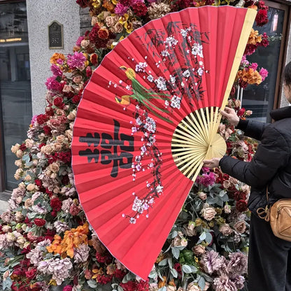 Leques mão dobrável desdobre, 63 Pol.160cm / 35.4 Pol.*90cm, Dobrável Cor Vermelho