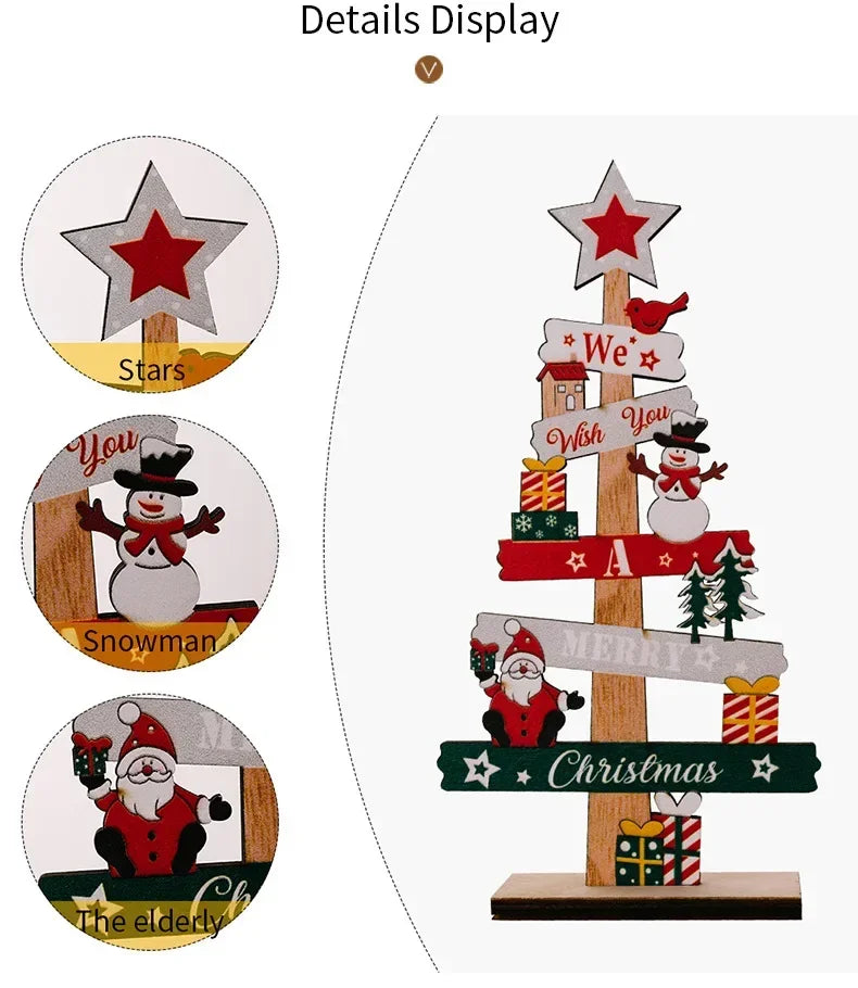 Árvore de Natal de mesa faça você mesmo, placa decorativa de madeira para Nata