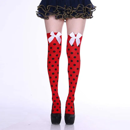 Meia calça infantil algodão bolinhas coloridas inverno e Meias altas até o joelho bolinhas