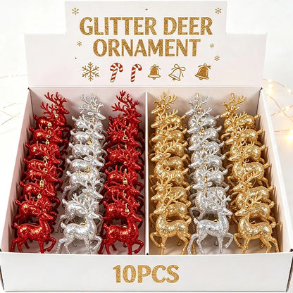 Rena Glitter Pendurar Árvore Natal 1/3/5/10 Peças Pingente Alce de Natal Decoração Rena