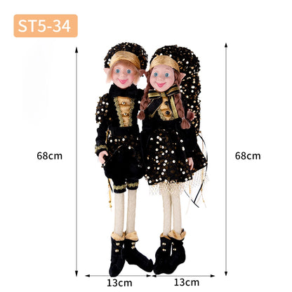 Conjunto de 2 elfos de Natal de 66 cm, adorável elfos vermelhos e verdes para pendurar