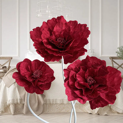 150 cm/60 pol. Rosa vermelha gigante, flores artificiais enormes, adereços flores grandes