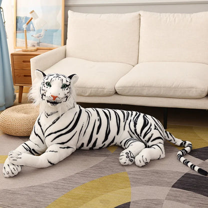 Gigante vida real tigre pelúcia gigante tigre branco para decoração, adorável tigre