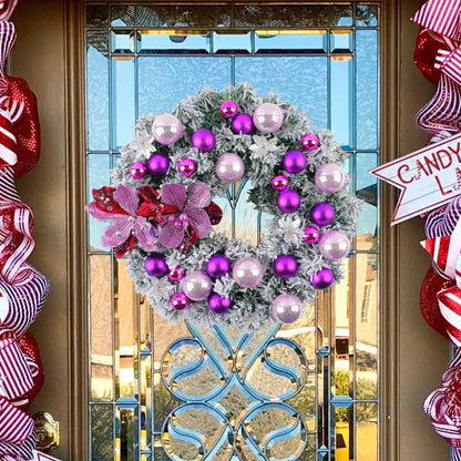 Guirlanda de Natal artificial e guirlanda de natal com flocos de Neve, coroa de 40CM