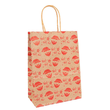 Kit de Sacolas Kraft para Embalagem e Presente - Estampa de Natal - 5 unidades -Natalina