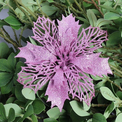 Flores pingente glitter natal 10 Peças natal de simulação de plástico decorativa de flores