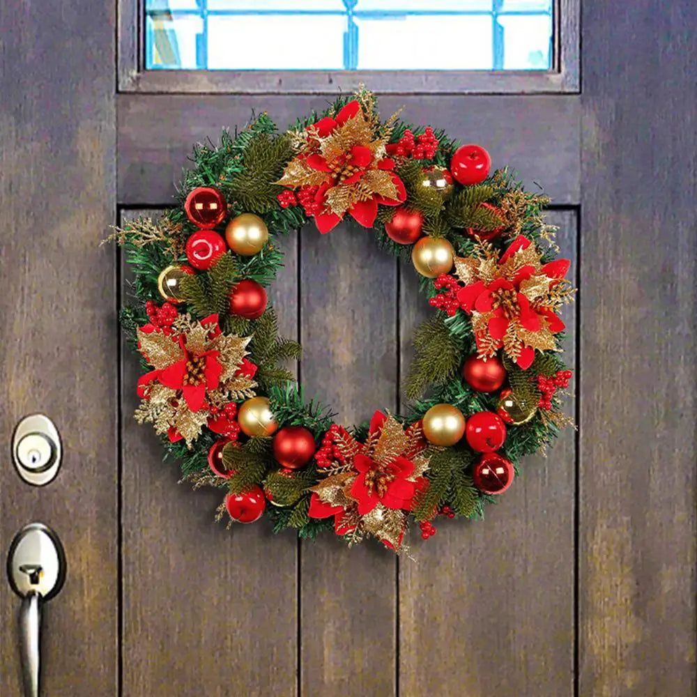 Guirlanda de Natal Vermelho Verde 15.75 polegadas para Decoração de e Mesa, Flor grande
