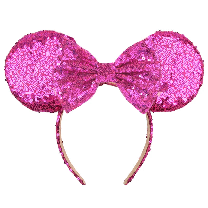Tiara de orelhas de Disney iluminada de luxo com laço piscante e estampa de bolinhas