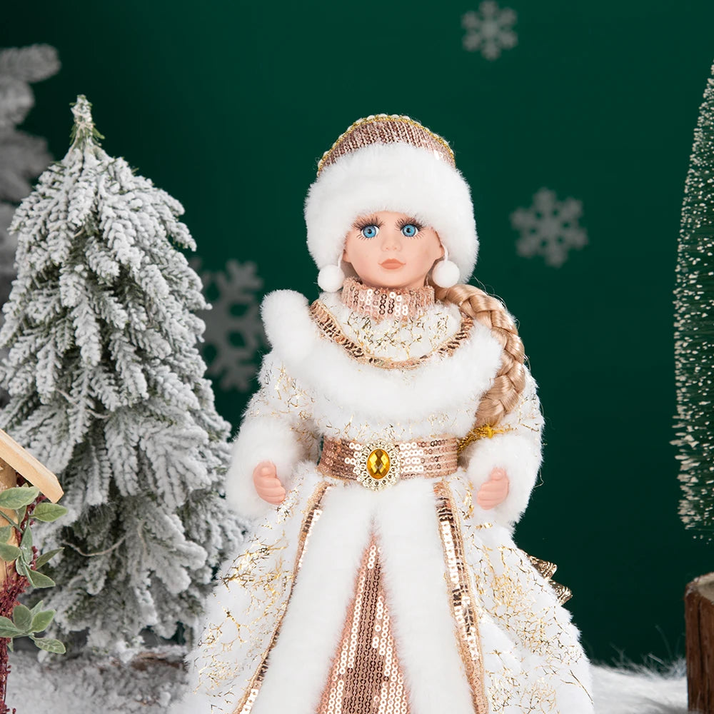 Papai Noel Grande Muñeco Cajado Azul Claro Figura do Papai Noel Ded Moroz Natalino