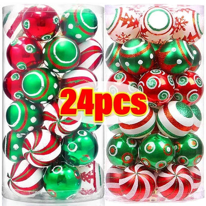 Bola Árvore de Natal Colorida Pintura 24 Peças de Enfeites de Bola de Natal, 6 cm Enfeites