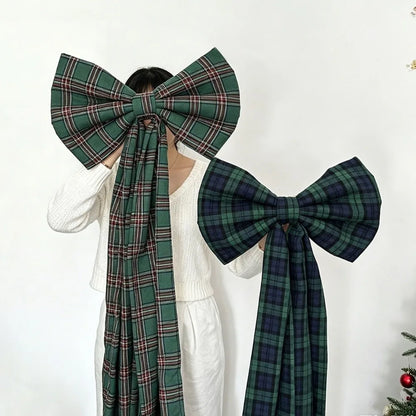 Laço Vermelho Gigante para Shopping, Laços Decorativos de Natal Grandes Fitas Longas Estilo Tartan ou Xadrez