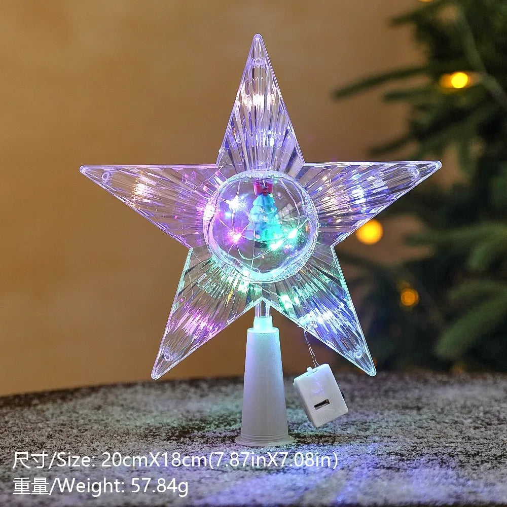 Estrela Ponteira para Árvore de Natal Colorida LED, 15 cm, Pisca-Pisca
