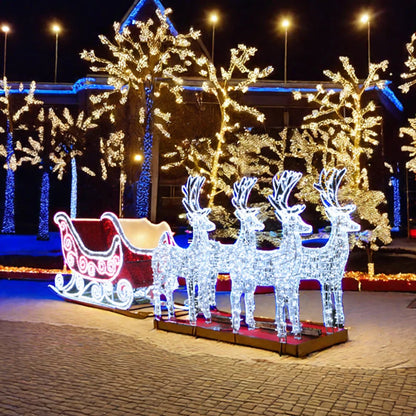 Trenó Papai Noel LED Shopping e Veados Luzes de trenó de Natal de 1,8 x 1,5 m, cenário