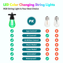 Carregar imagem no visualizador da galeria, Corda inteligente para exterior Luzes RGB à prova d&#39;água à prova de quebra S14 Luzes
