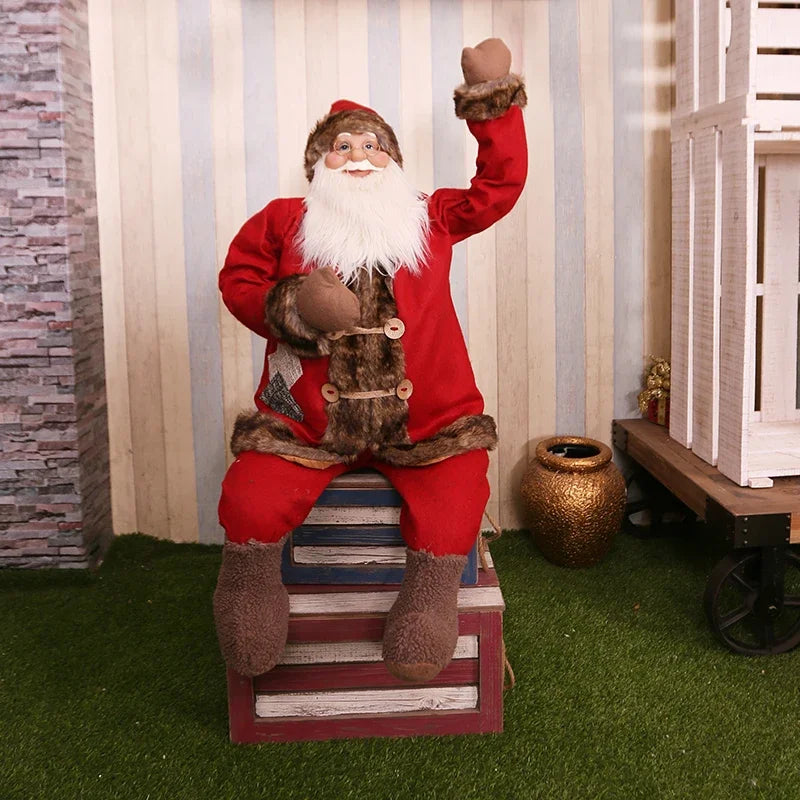 Decoração de Natal, Papai Noel Vermelho Grande, Saco de Presentes  (Papai Noel 110CM)