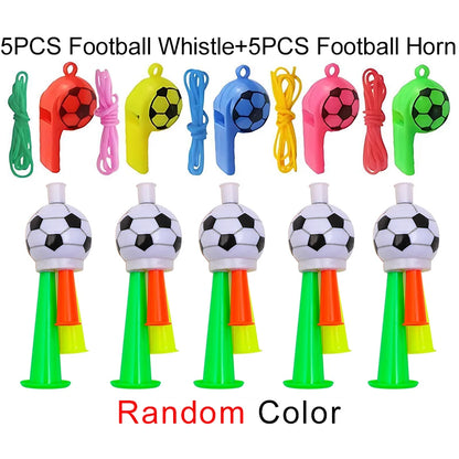 Apitos de plástico com cordão padrão de futebol treinamento apito infantil crianças futebol