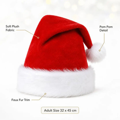 Gorro de Papai Noel de Veludo Multicolorido, Touca Natalina de Pelúcia Colorida