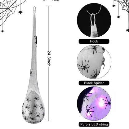 Decoração de Halloween, 1 peças de sacos de ovos de aranha luminosos pendurados