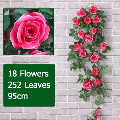 Flor artificial rattan planta falsa videira decoração rosas flores decoração interior