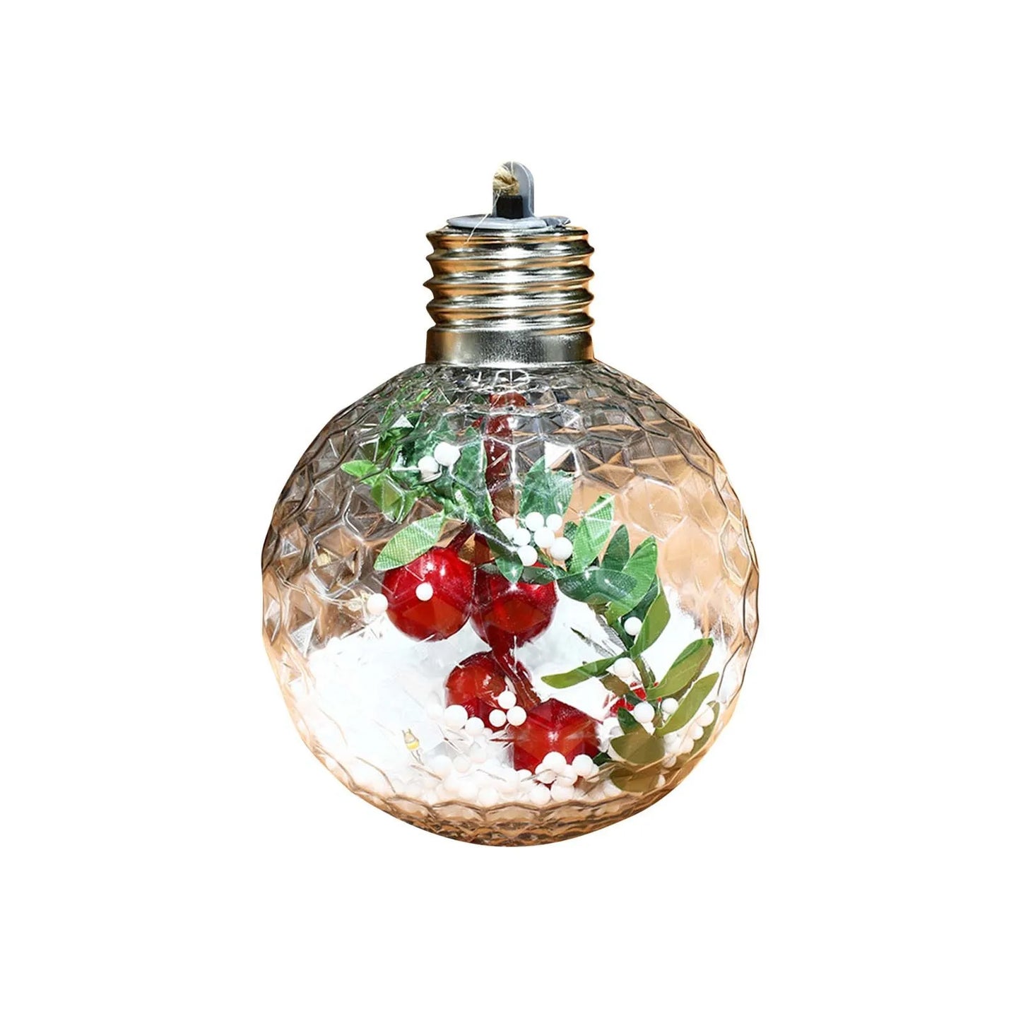 Lâmpada plástico transparente pendurar 1 esferas LED Luzes de Natal Esferas de Natal LED