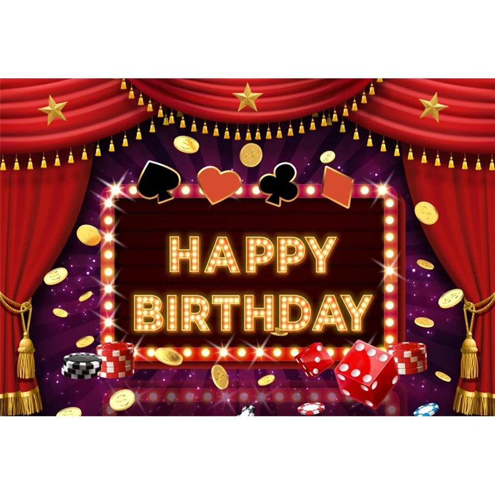 Cenário de aniversário de cassino Las Vegas Casino Noite Tema de Aniversário Decorações