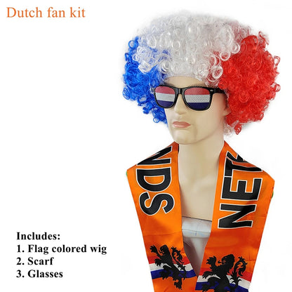 kit torcida brasil bandeira peruca óculos conjunto de decoração para fãs futebol americano