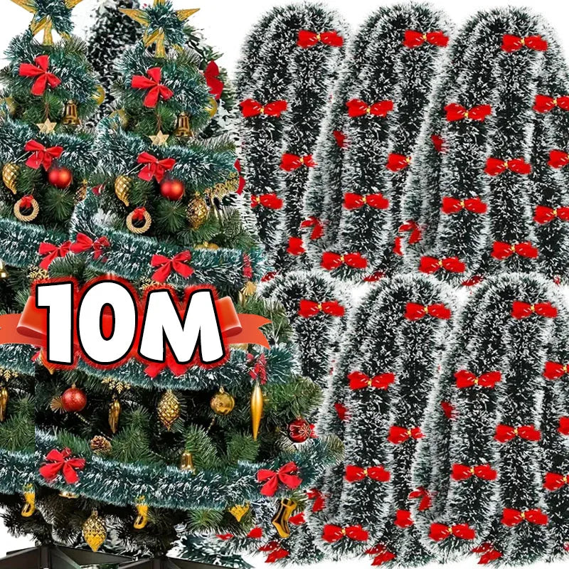 Guirlanda de Natal de 10 metros em 5 peças, guirlanda verde para árvore de Natal, guirlanda