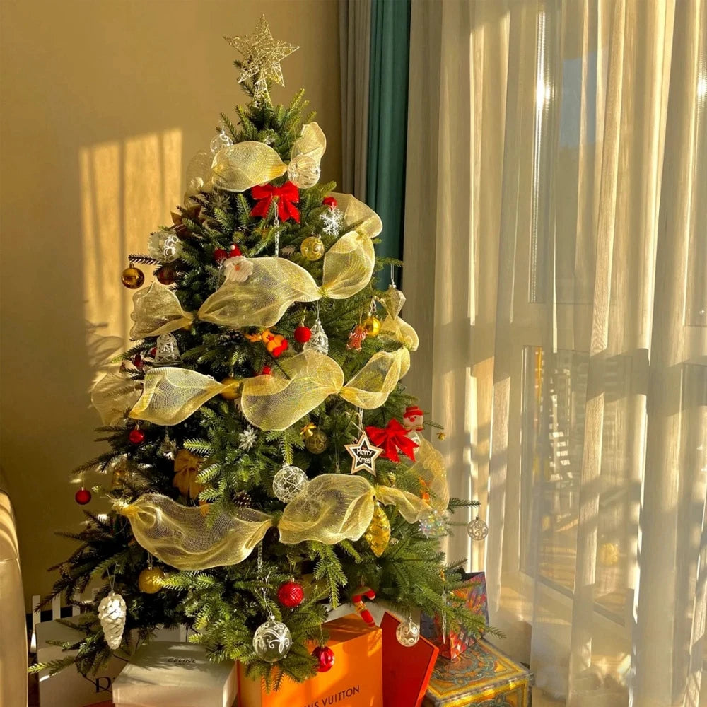 Fita de Malha de Natal Rolo de Tule com Glitter para Árvore e Guirlanda