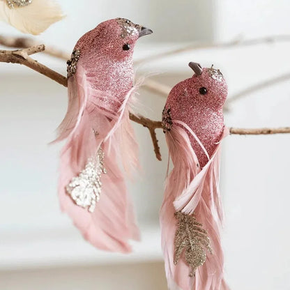 Pássaros Artificiais Natal Conjunto de 2 elefantes enfeites de árvore em forma de pássaros