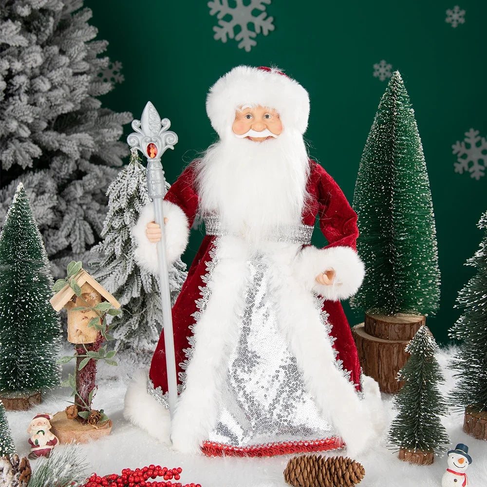 Papai Noel Grande Muñeco Cajado Azul Claro Figura do Papai Noel Ded Moroz Natalino
