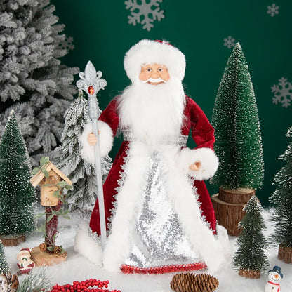 Papai Noel Grande Muñeco Cajado Azul Claro Figura do Papai Noel Ded Moroz Natalino