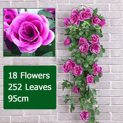 Flor artificial rattan planta falsa videira decoração rosas flores decoração interior