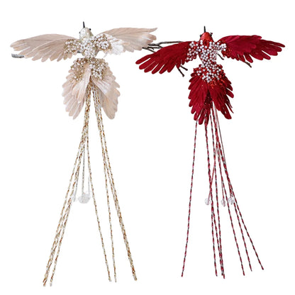 Bola pássaro decoração natalina Kit 1 Bolas De Natal 39*22cm Fosca Glitter Vermelho