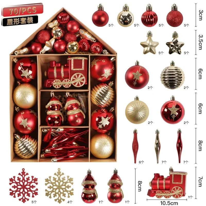Bolas Natal Diversificados Conjunto de 72 peças de Enfeites de Bolas de Natal Clássico