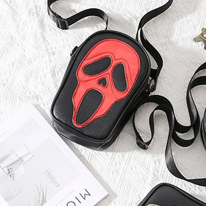 Bolsa transversal com rosto de fantasma refletivo de Halloween para mulheres e homens