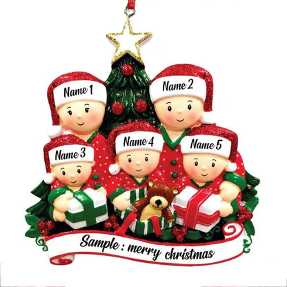 Enfeite de Natal Personalizado para Família de 3 Pessoas Abrindo Presentes 8cm/(3.15 pol.)