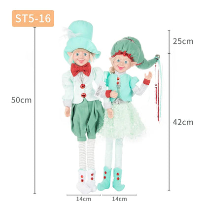 Conjunto de 2 elfos de Natal de 66 cm, adorável elfos vermelhos e verdes para pendurar