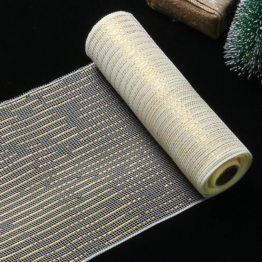 Fita de Malha de Natal Rolo de Tule com Glitter para Árvore e Guirlanda