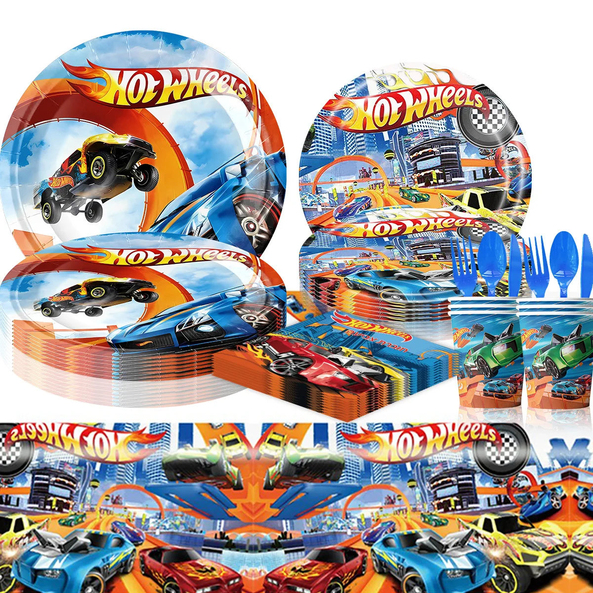 Kit Festa Hot Wheels Conjunto de decoração para festa de aniversário com toalha de mesa