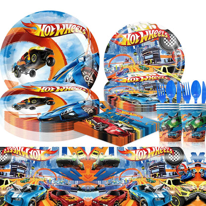 Kit Festa Hot Wheels Conjunto de decoração para festa de aniversário com toalha de mesa