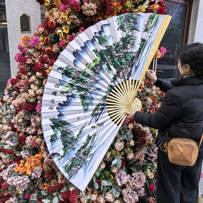 Leques mão dobrável desdobre, 63 Pol.160cm / 35.4 Pol.*90cm, Dobrável Cor Vermelho
