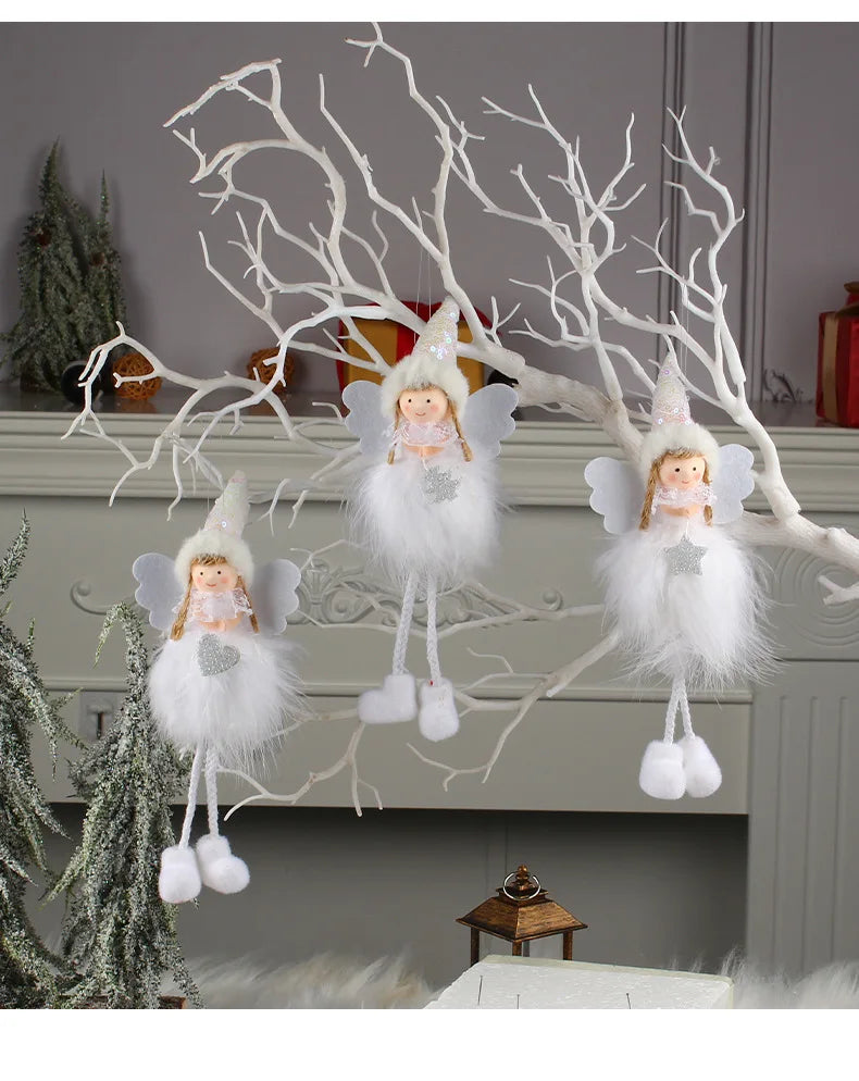 Pingente Anjo Natal Decoração de menina anjo de natal | Pingente de boneca anjo pelúcia