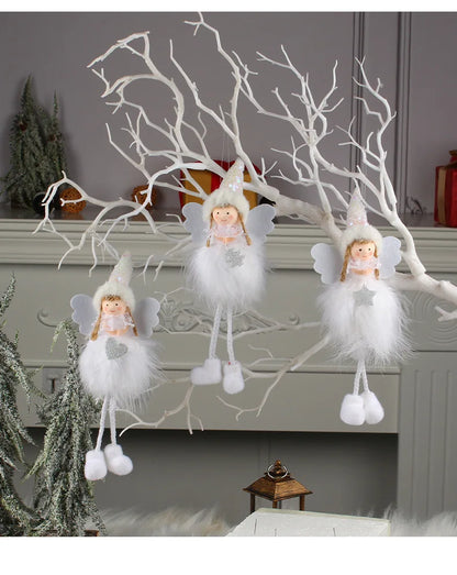 Pingente Anjo Natal Decoração de menina anjo de natal | Pingente de boneca anjo pelúcia