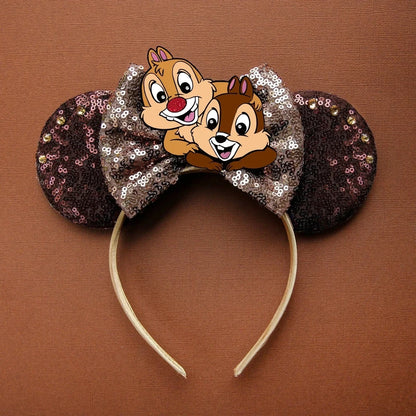 Tiaras Acessórios Disney orelha de rato com laço brilhante, Lantejoula de dupla celebração