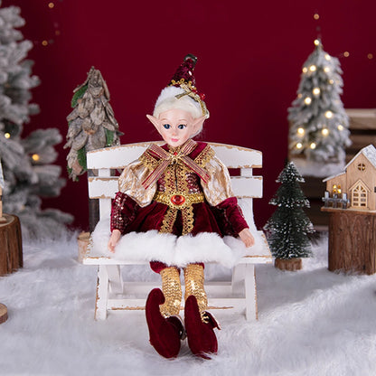 Elfo de Natal, 38cm Macios e Adoráveis Enfeites de Árvore de Natal de Elfos para Árvore de Natal