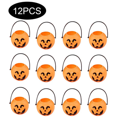 Mini caldeirão de plástico a granel com alça, 12 peças, caldeirão preto, 5 x 7 cm, balde