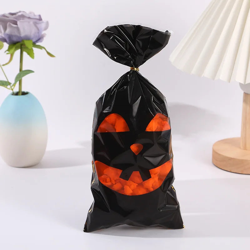 50 peças de sacos decorativos para lembrancinhas de festa de Halloween pretos