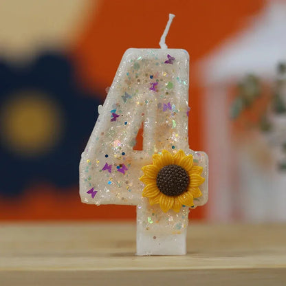 Velas Aniversário 5, Velas de Aniversário Girassol Números Meninas, Vela Brilhante 5 e Velas