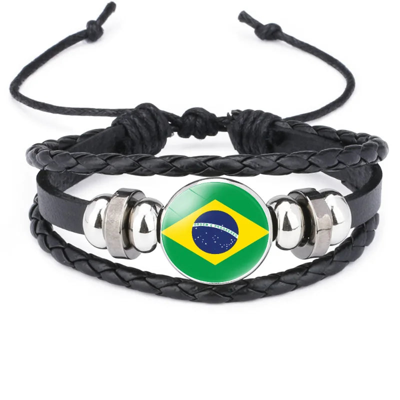 Pulseira criativa no estilo da bandeira nacional Brasil, lembrança viagem personalizada