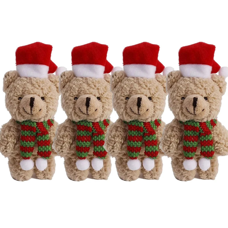 Urso De Pelúcia de Natal com Chapéu Vermelho Natal de Pelúcia Pingente de Urso Natalino